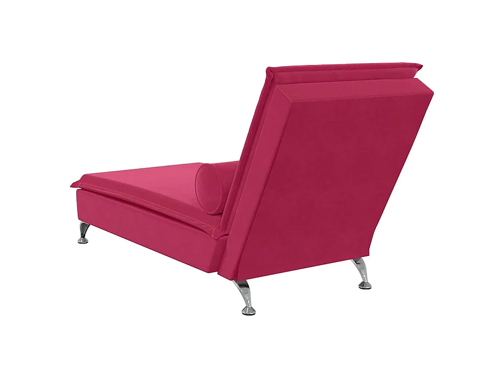 Chaise longue de massage avec traversin rouge bordeaux velours
