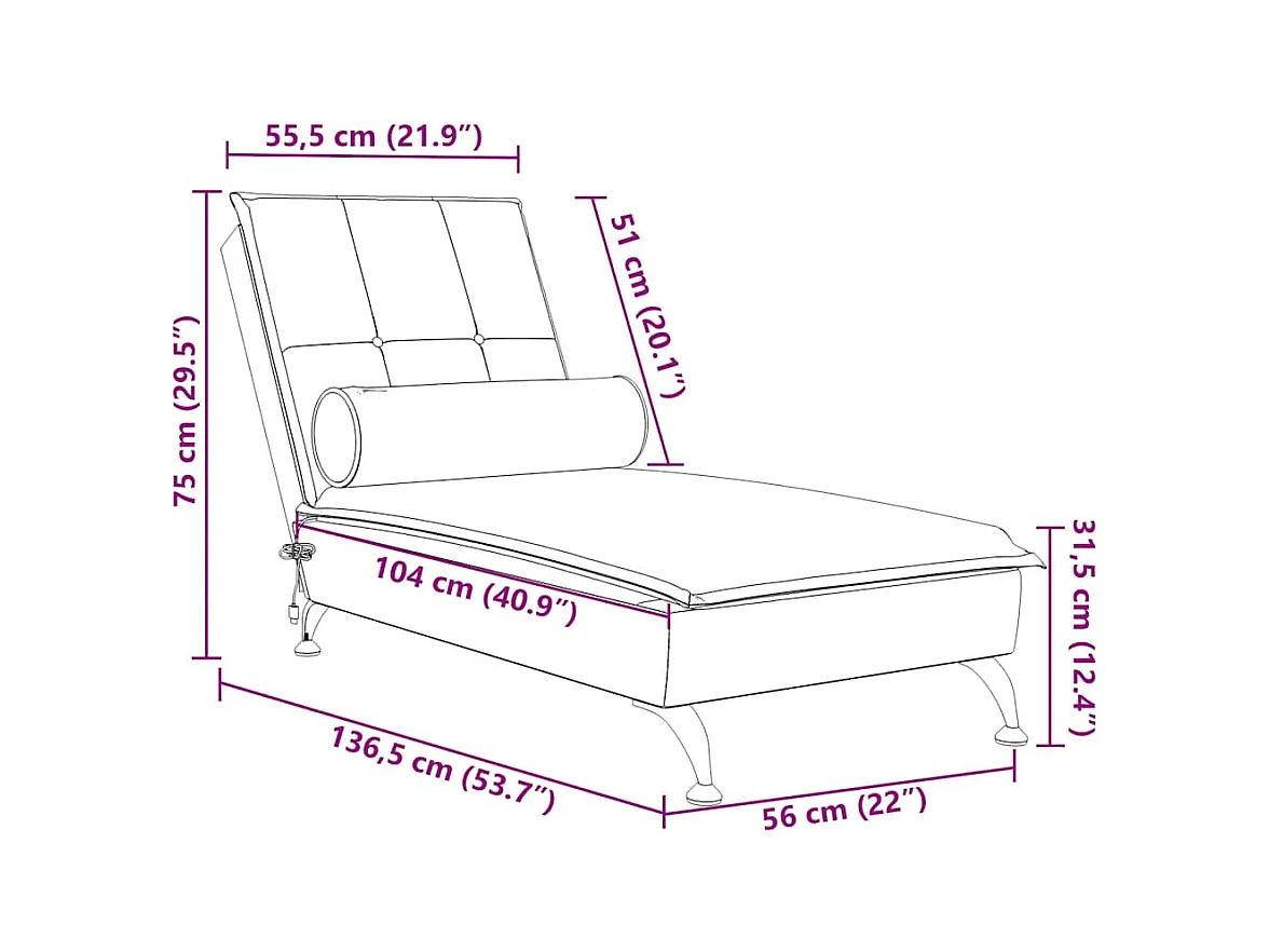 Sofá diván de masaje con cojín de terciopelo azul