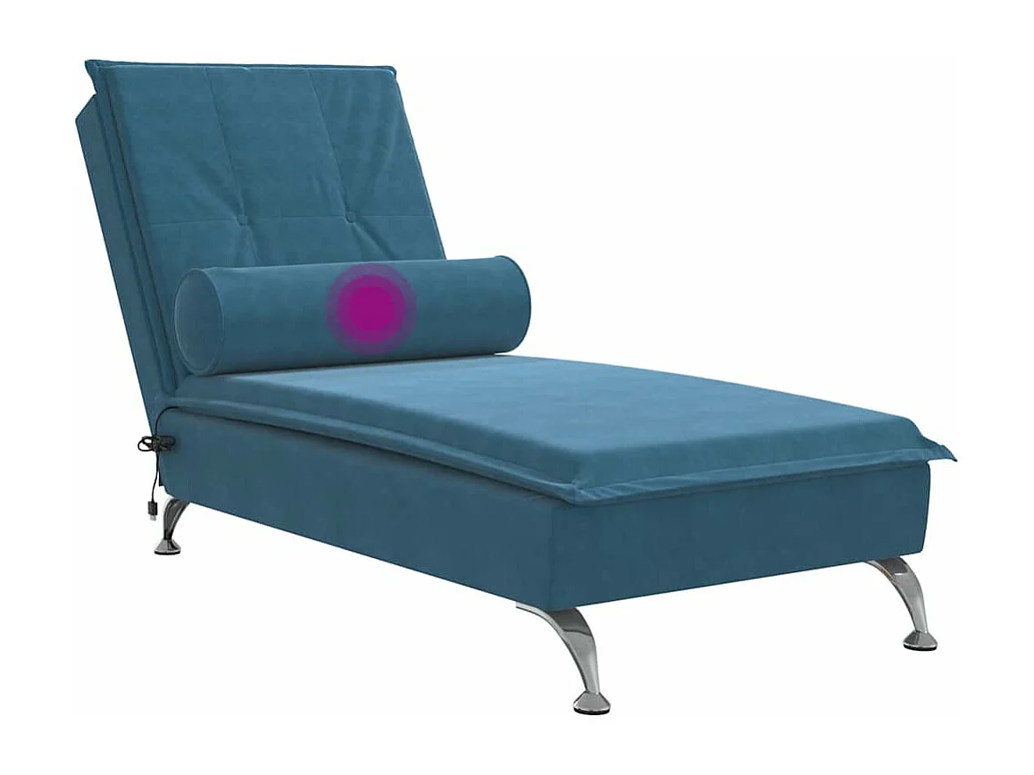 Massage-Chaiselongue mit Nackenrolle Blau Samt