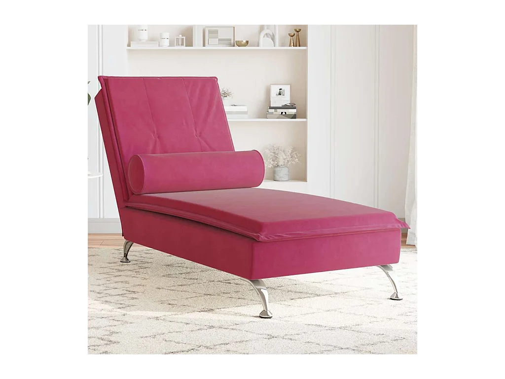Chaise longue de massage avec traversin rouge bordeaux velours