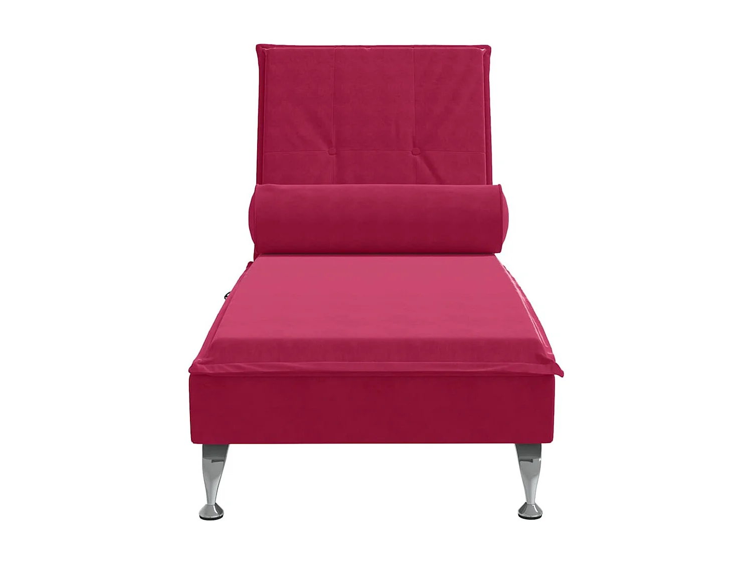 Chaise longue de massage avec traversin rouge bordeaux velours