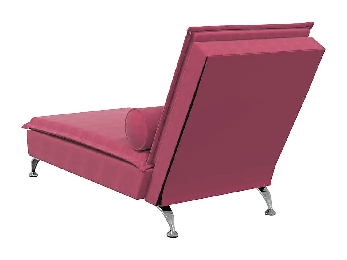 Chaise longue de massage avec traversin rouge bordeaux velours
