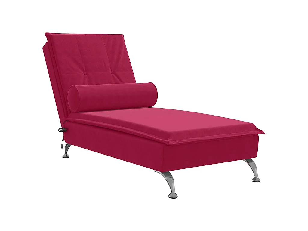 Chaise longue de massage avec traversin rouge bordeaux velours