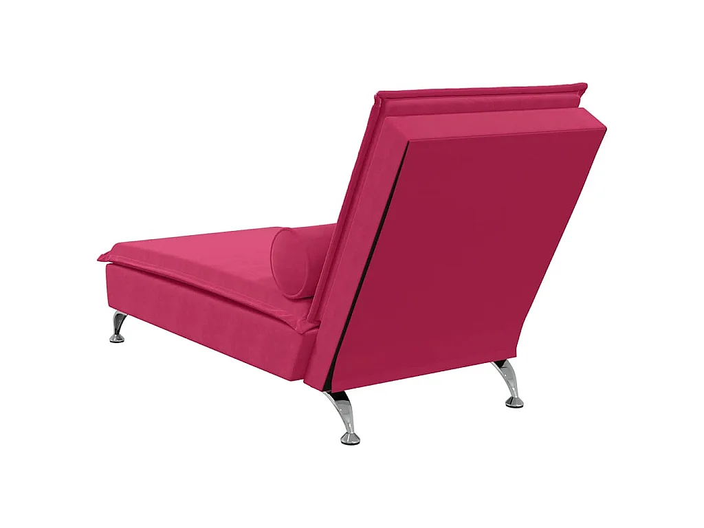Chaise longue de massage avec traversin rouge bordeaux velours