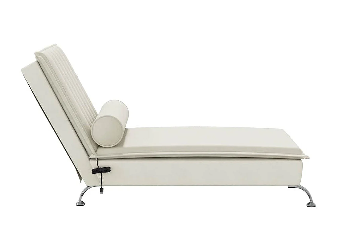 Chaise longue de massage avec traversin crème velours
