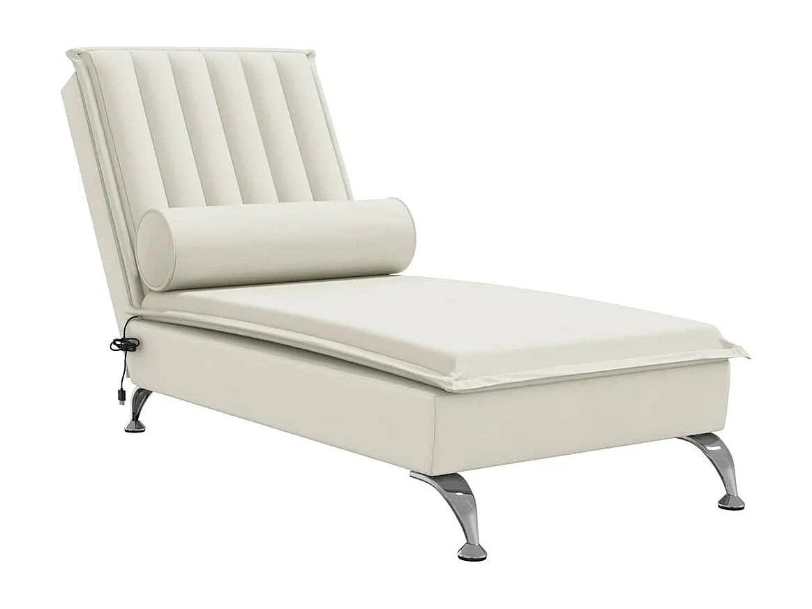 Chaise longue de massage avec traversin crème velours