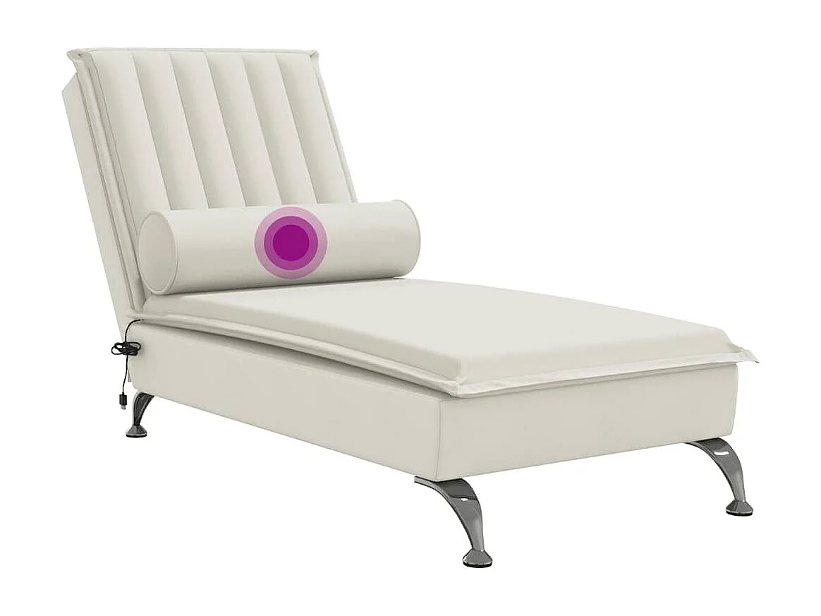 Chaise longue de massage avec traversin crème velours