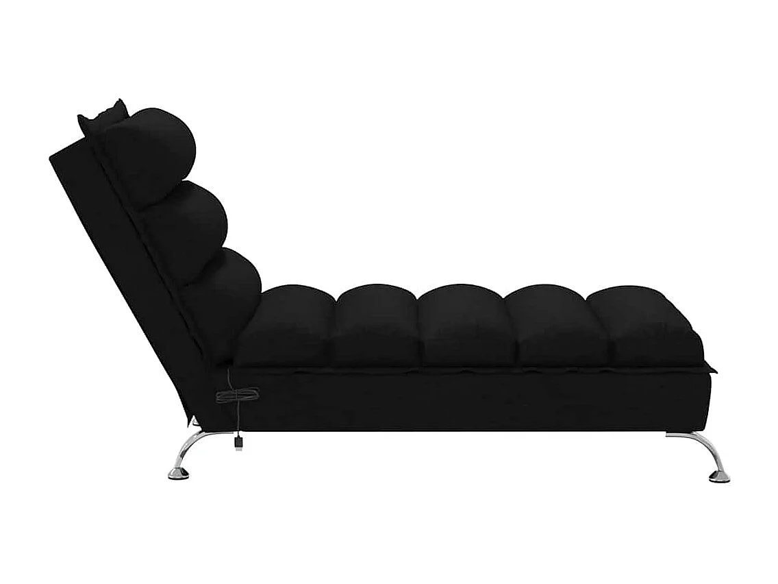 Chaise longue de massage avec coussins noir tissu