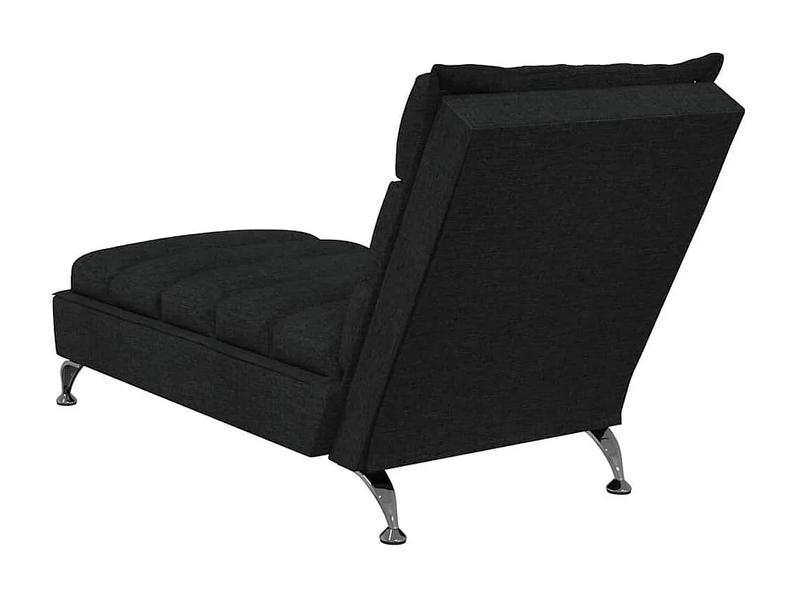 Chaise longue de massage avec coussins noir tissu