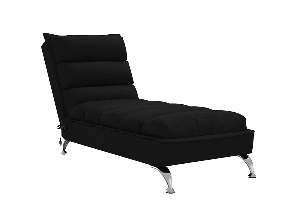 Chaise longue de massage avec coussins noir tissu
