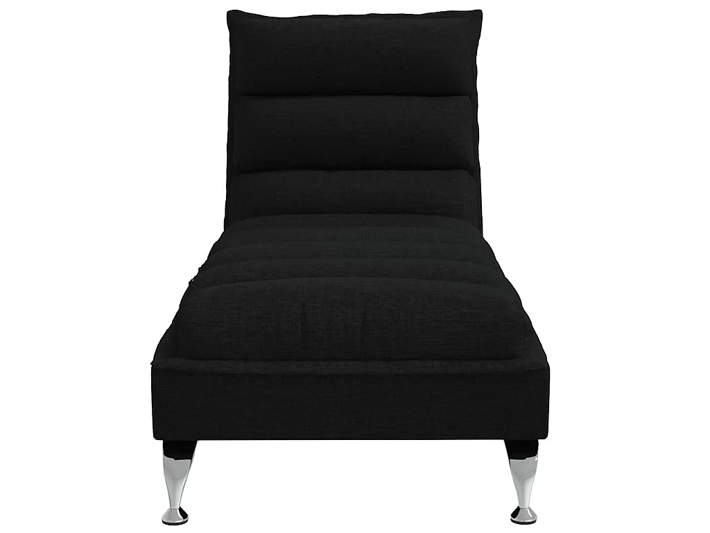 Chaise longue de massage avec coussins noir tissu
