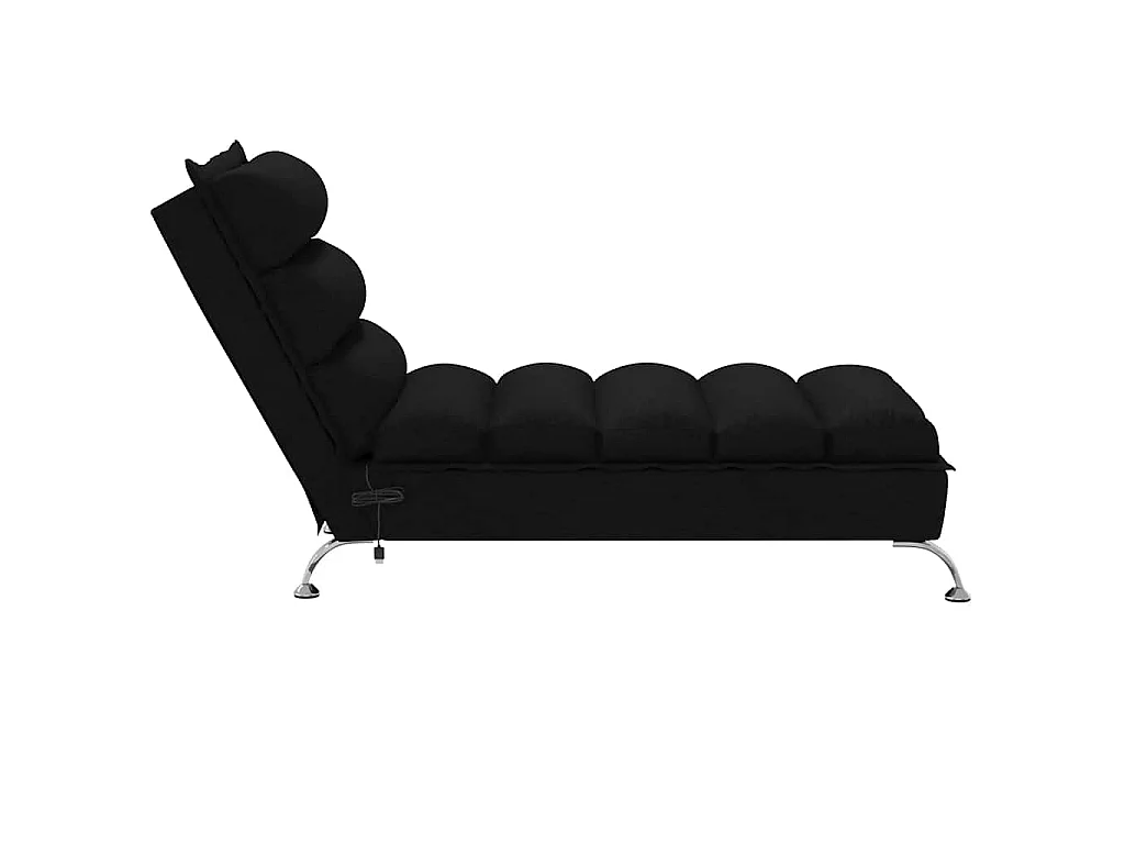 Chaise longue de massage avec coussins noir tissu