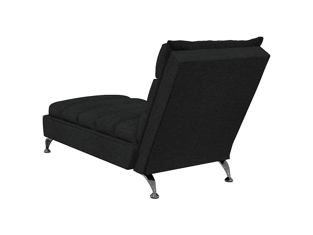 Chaise longue de massage avec coussins noir tissu