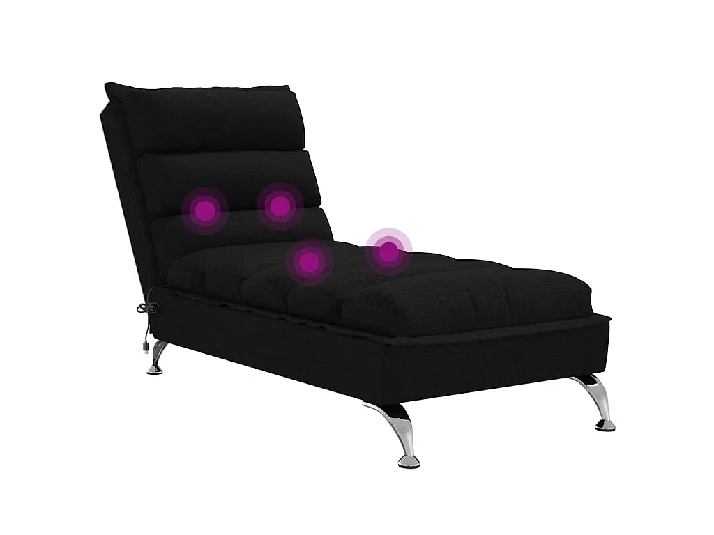 Chaise longue de massage avec coussins noir tissu