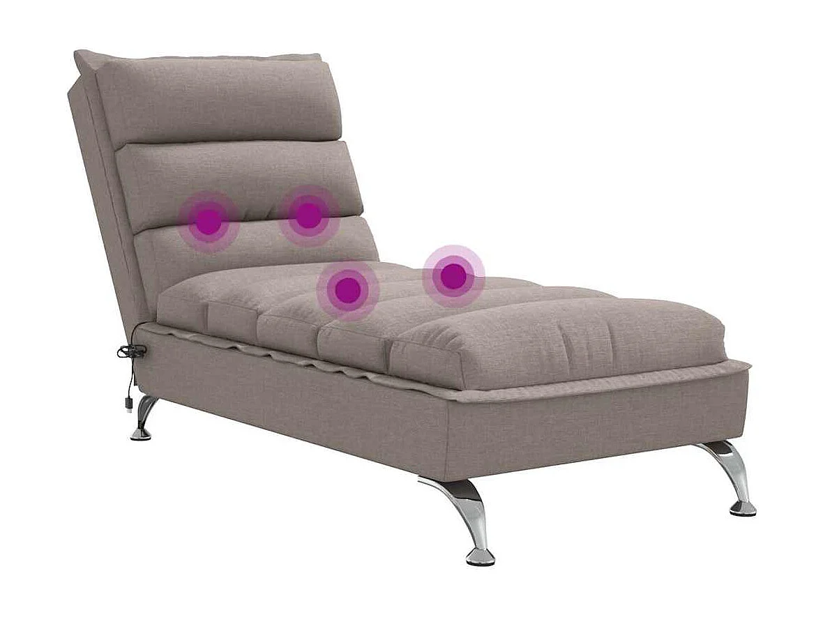 Chaise lounge massagem c/ almofadões tecido cinza-acastanhado