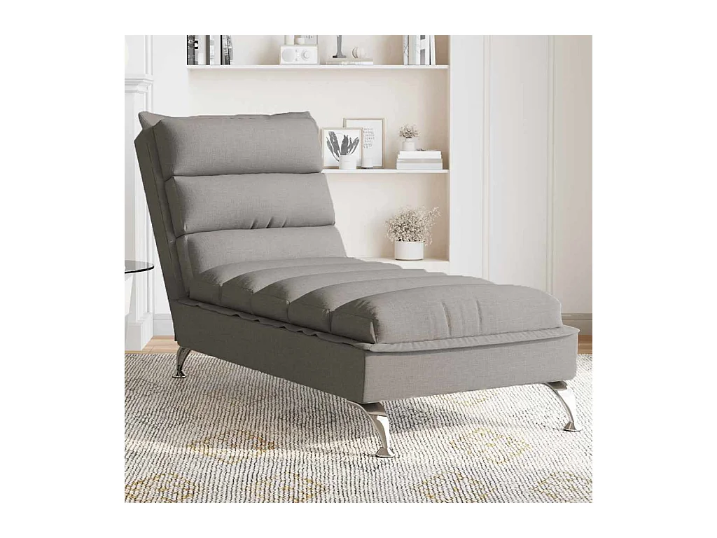 Chaise longue de massage avec coussins taupe tissu
