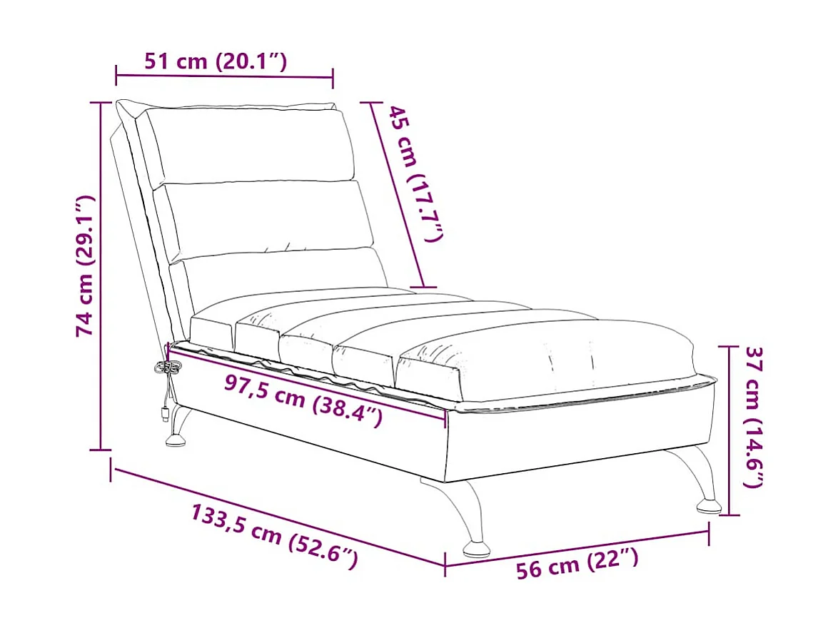 Massage-Chaiselongue mit Kissen Taupe Stoff
