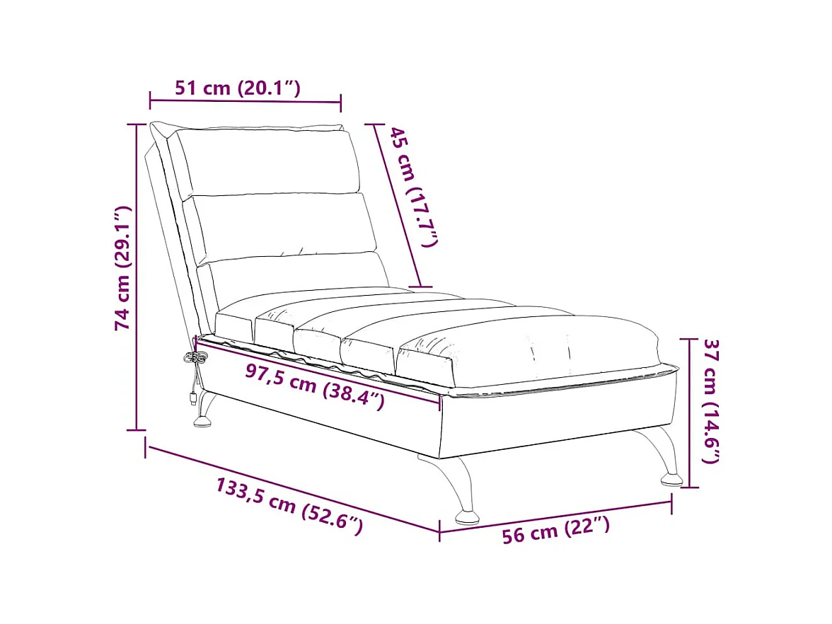Massage-Chaiselongue mit Kissen Taupe Stoff
