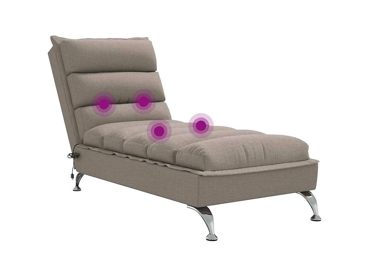 Massage-Chaiselongue mit Kissen Taupe Stoff