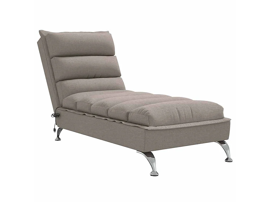 Chaise longue de massage avec coussins taupe tissu