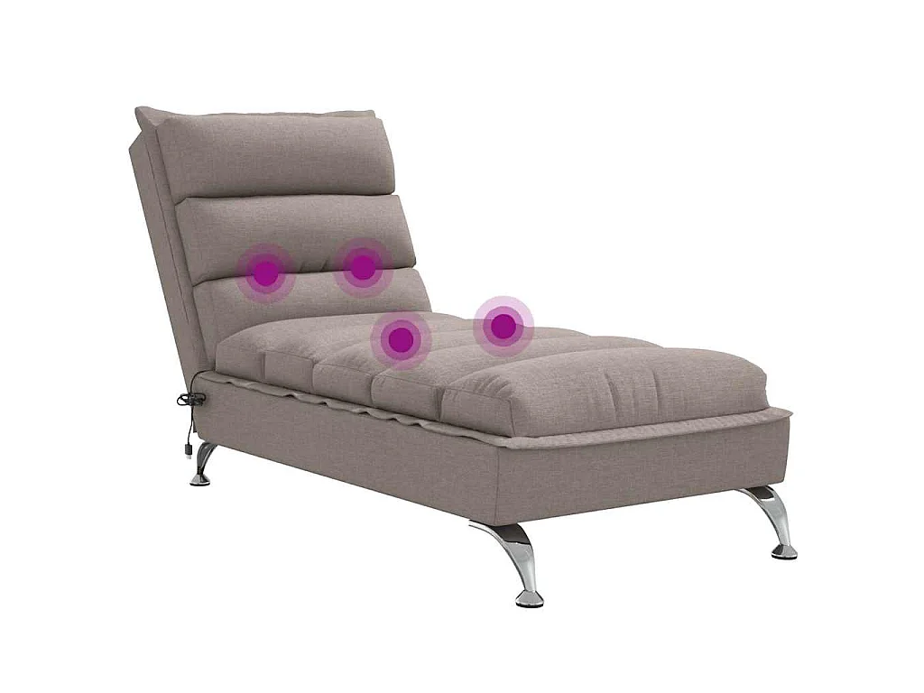 Chaise longue de massage avec coussins taupe tissu