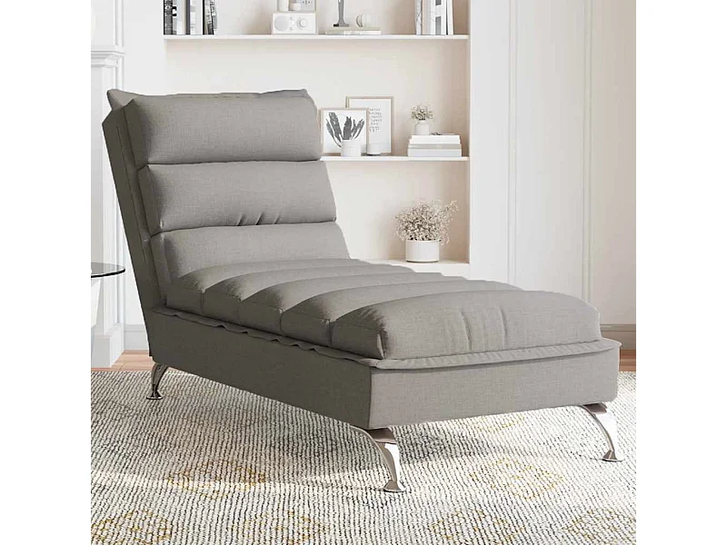 Chaise Longue Massaggi con Cuscini Tortora in Tessuto