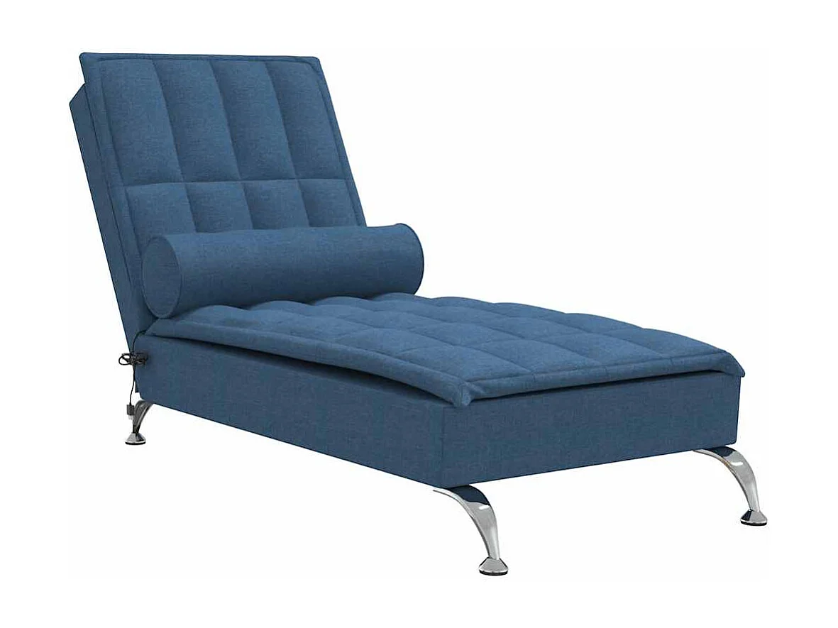 Chaise longue de massage avec traversin bleu tissu