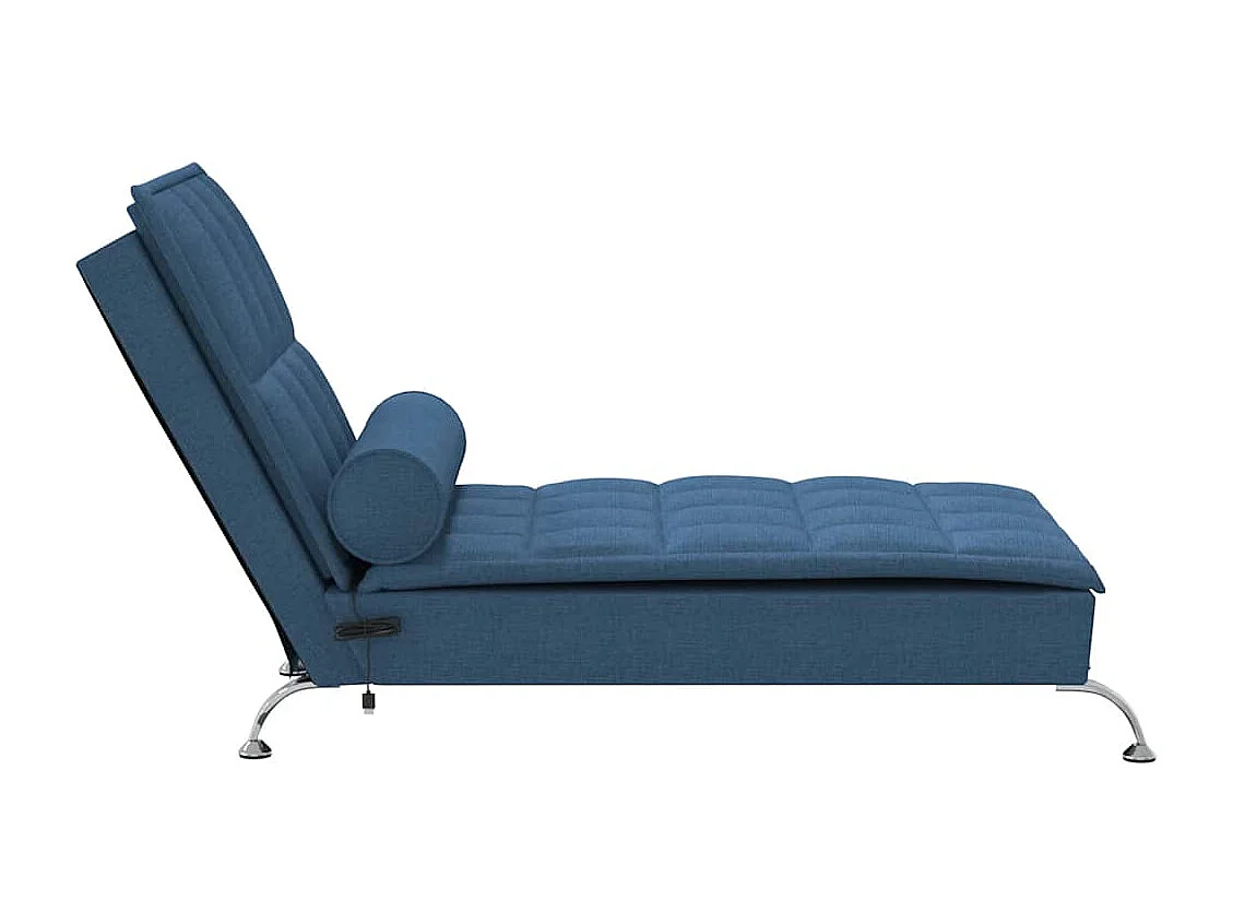 Chaise longue de massage avec traversin bleu tissu