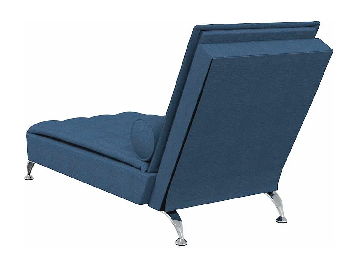Chaise longue de massage avec traversin bleu tissu