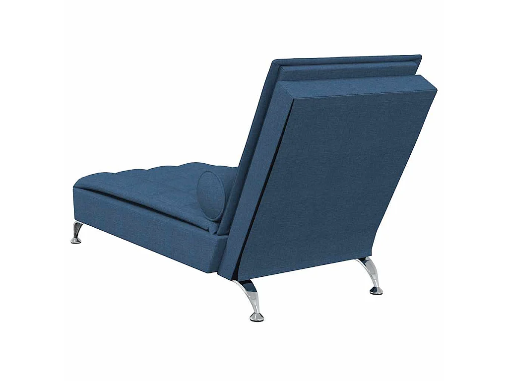 Chaise longue de massage avec traversin bleu tissu