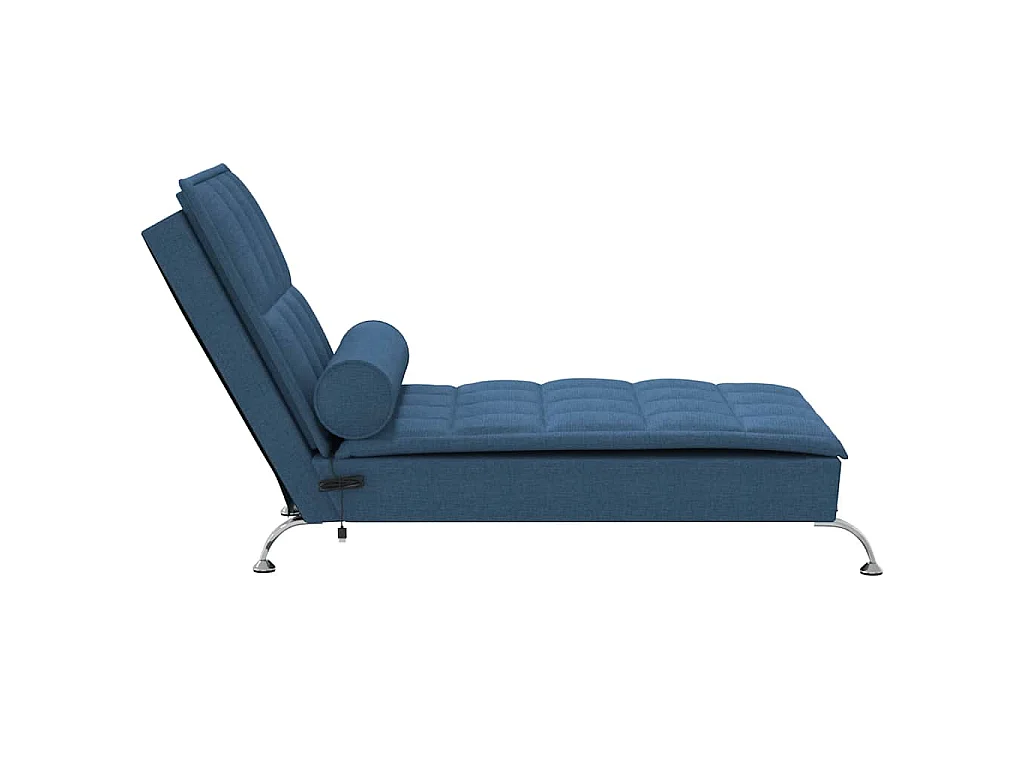 Chaise longue de massage avec traversin bleu tissu