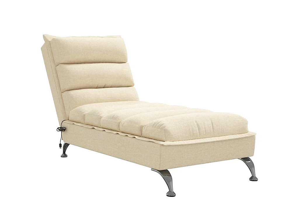 Chaise longue de massage avec coussins crème tissu