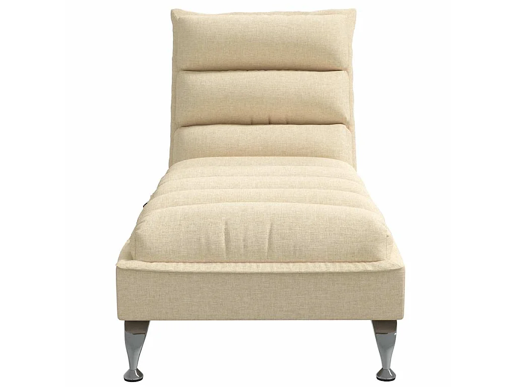 Chaise longue de massage avec coussins crème tissu