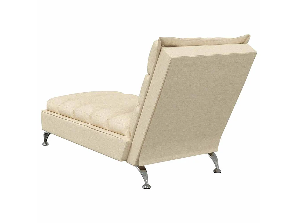 Chaise longue de massage avec coussins crème tissu