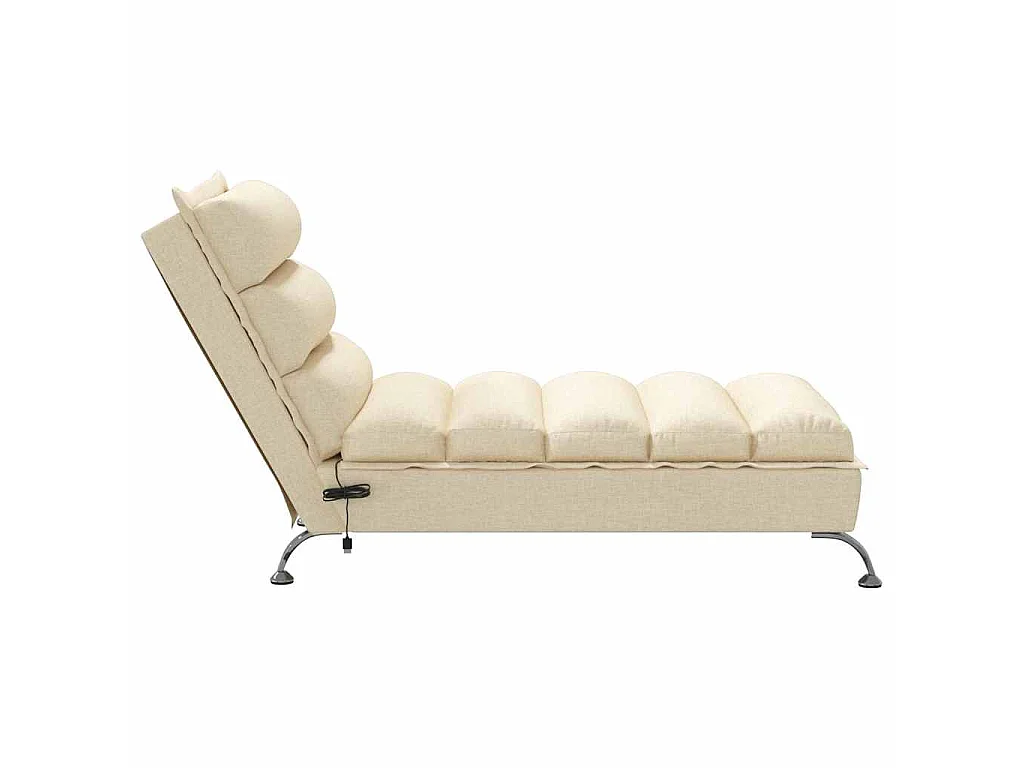 Chaise longue de massage avec coussins crème tissu