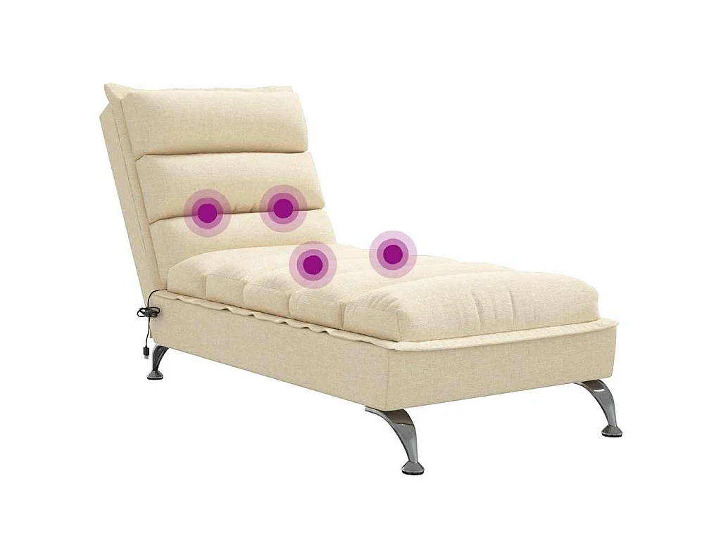 Chaise longue de massage avec coussins crème tissu