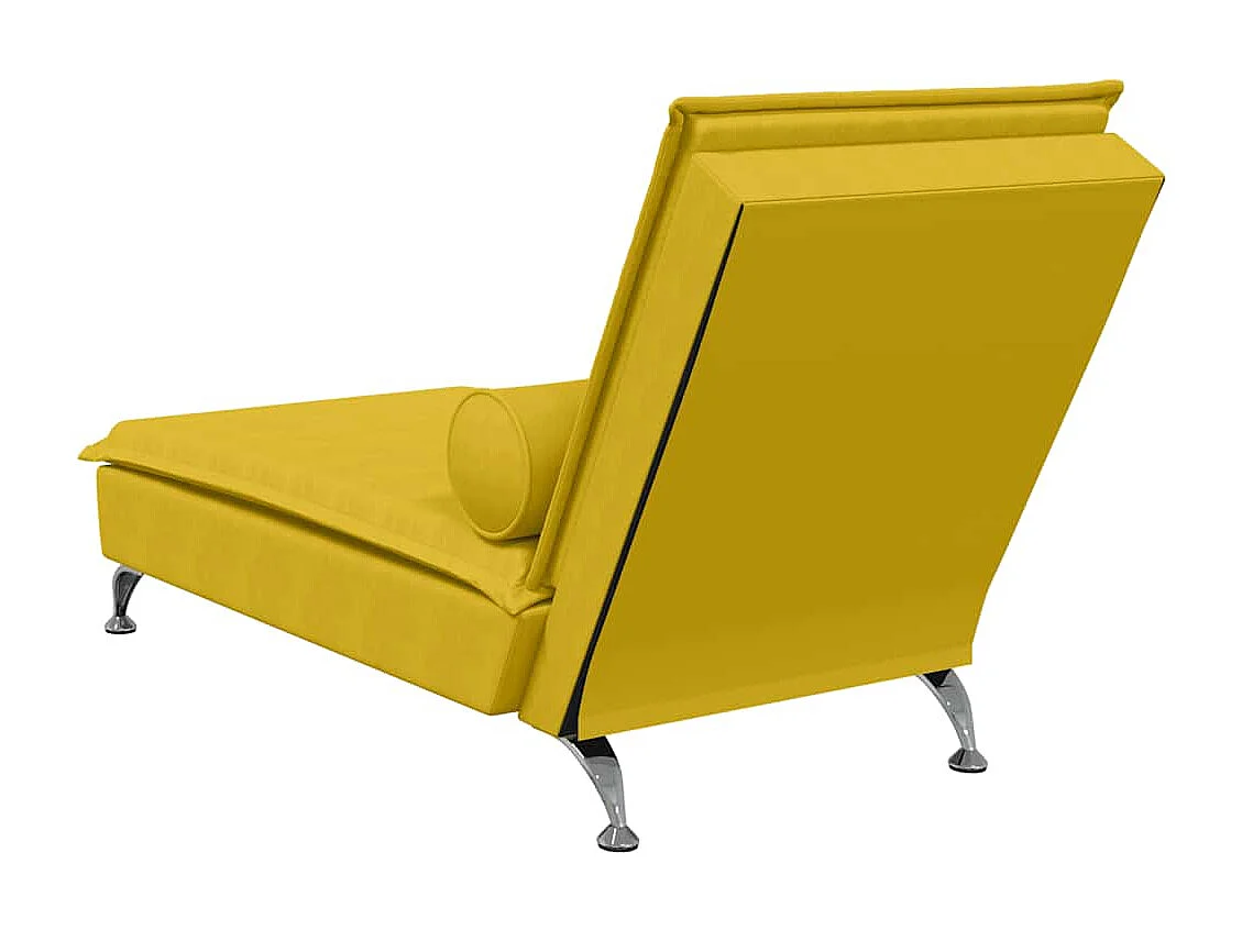 Chaise longue de massage avec traversin jaune velours