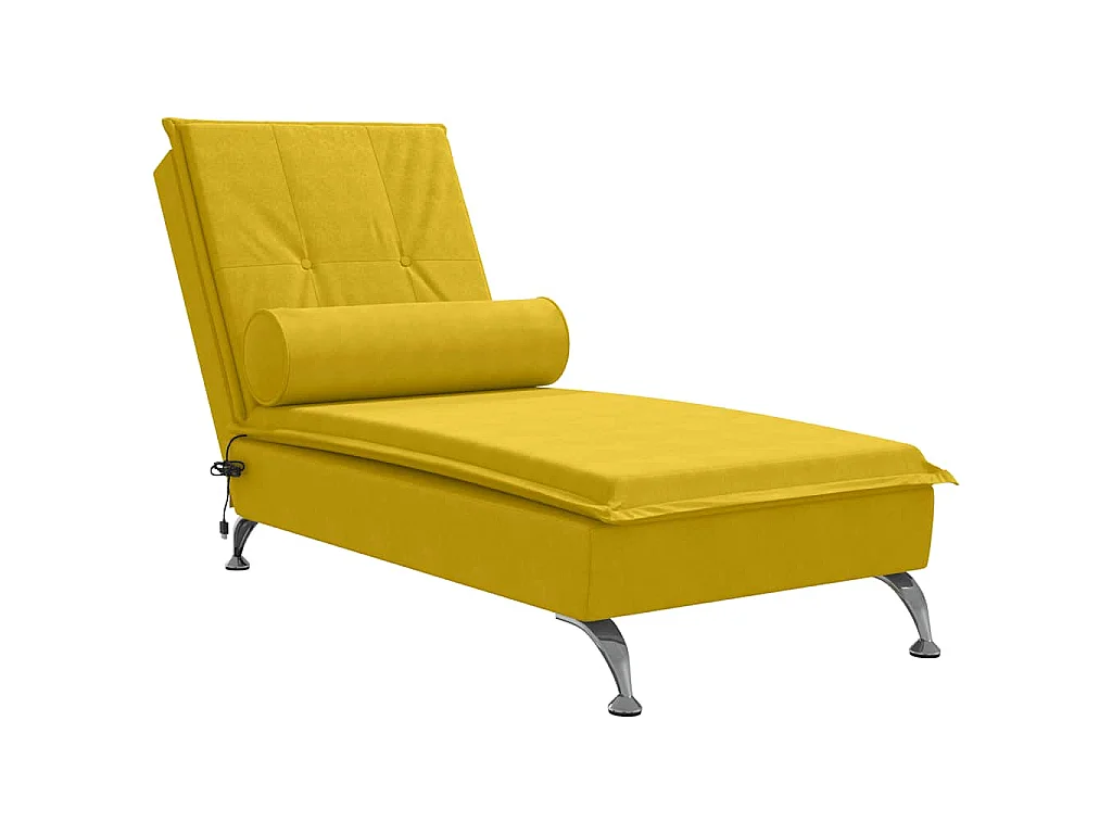 Massage-Chaiselongue mit Nackenrolle Gelb Samt