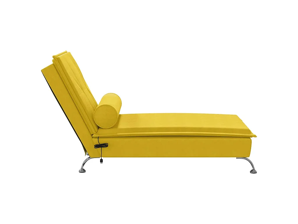 Chaise longue de massage avec traversin jaune velours