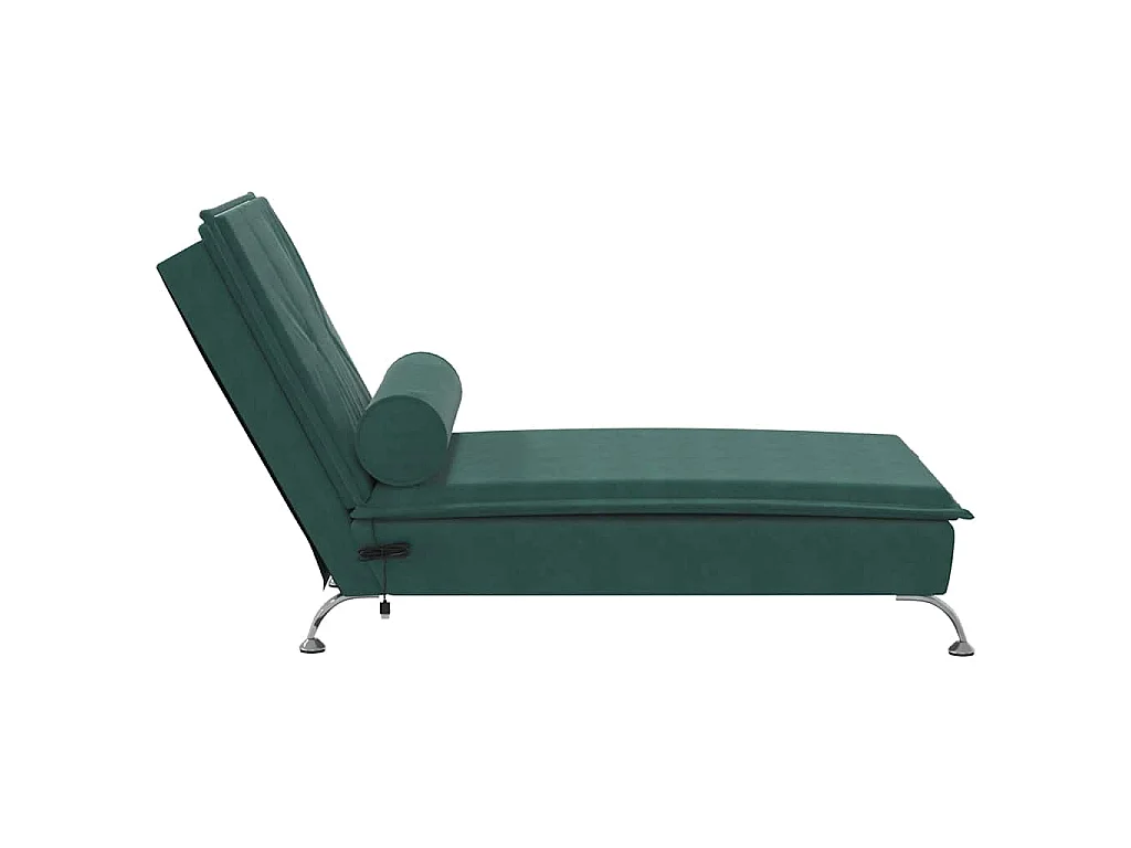 Chaise longue de massage avec traversin vert foncé velours