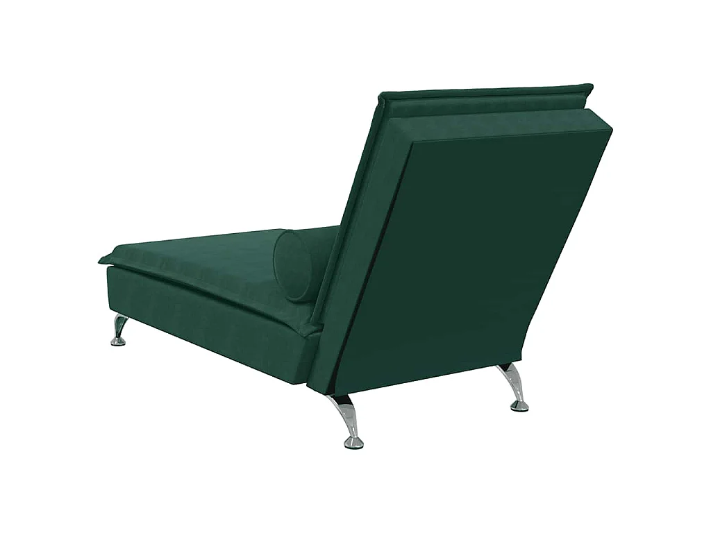 Chaise longue de massage avec traversin vert foncé velours
