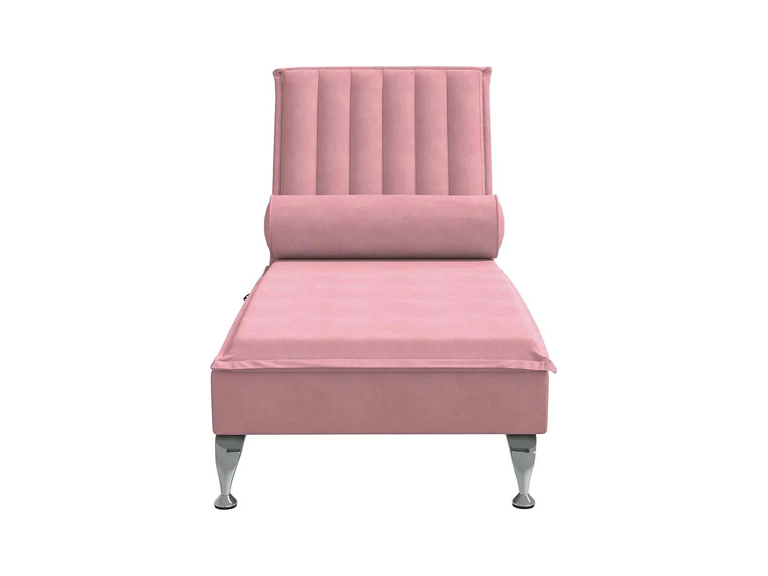 Różowa kanapa masująca z weluru z funkcją wibracji i poduszką