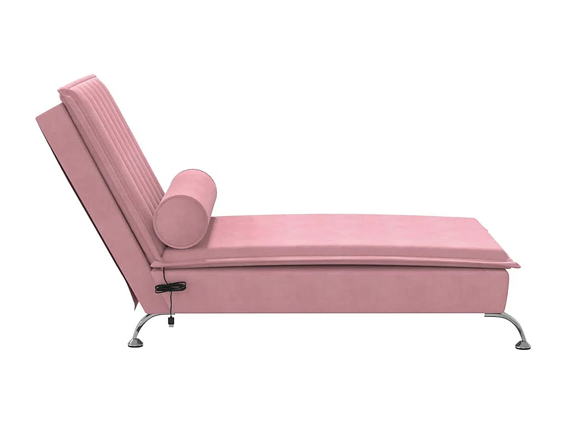 Chaise longue de massage avec traversin rose velours