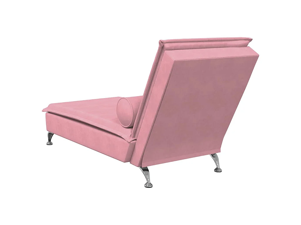 Chaise longue de massage avec traversin rose velours