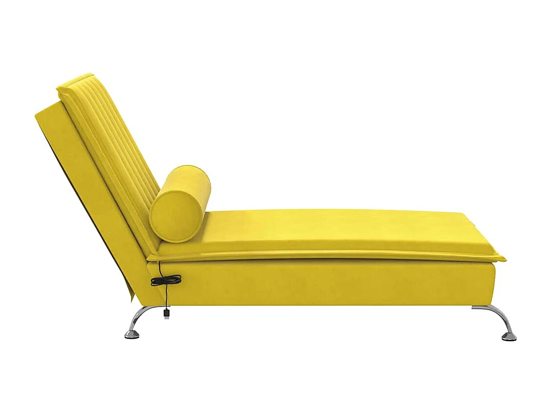 Chaise longue de massage avec traversin jaune velours