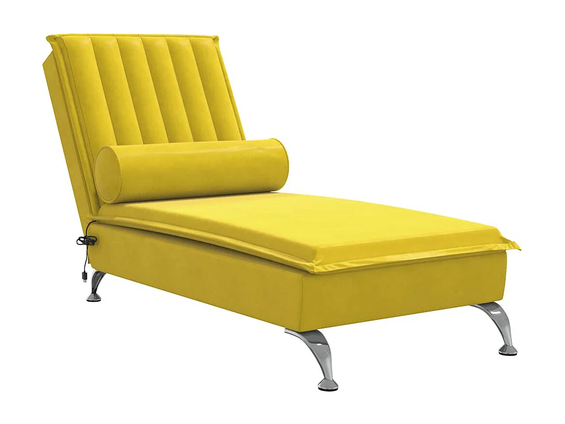 Massage chaise longue met bolster fluweel geel