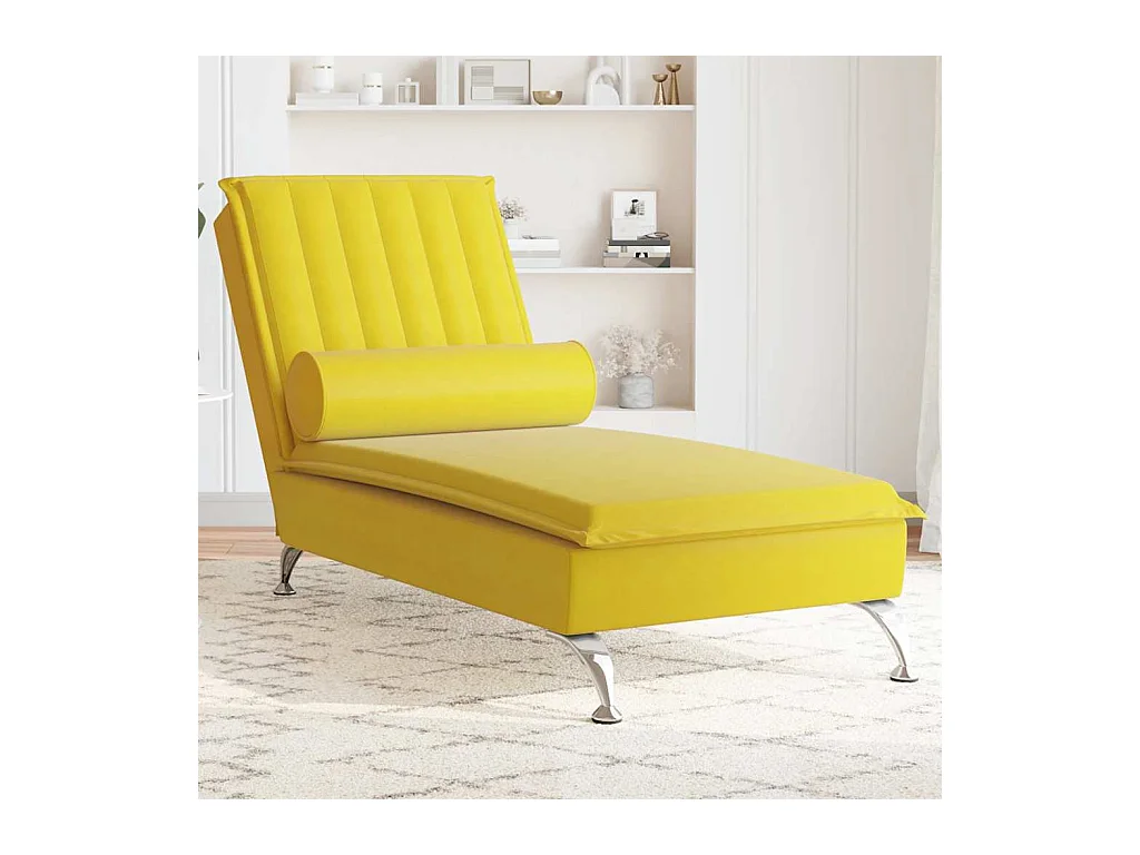 Massage-Chaiselongue mit Nackenrolle Gelb Samt