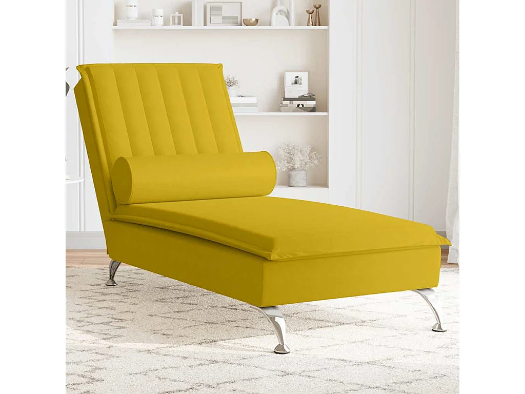 Massage-Chaiselongue mit Nackenrolle Gelb Samt