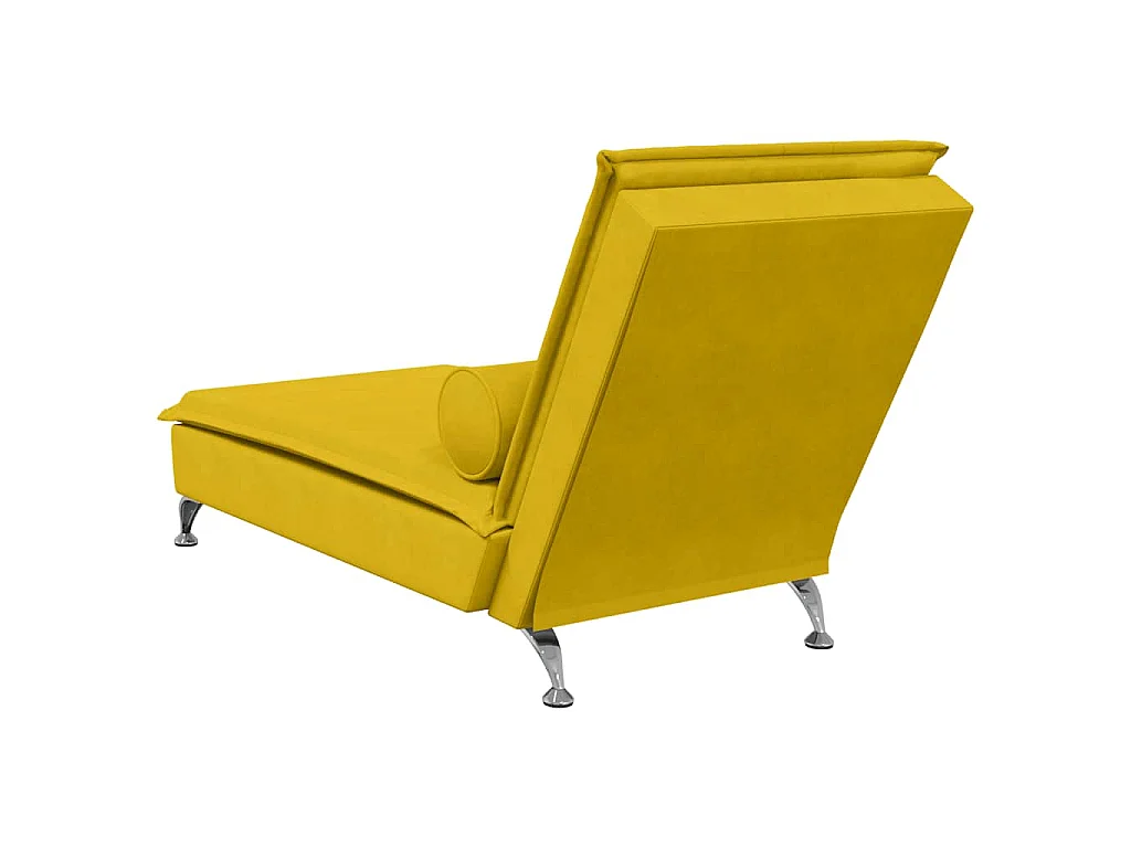 Chaise Longue Massaggi con Cuscino a Rullo Giallo in Velluto