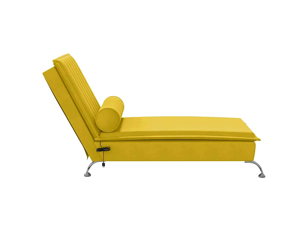 Chaise longue de massage avec traversin jaune velours